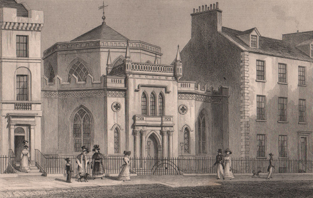 EDINBURGH. St. George's Chapel, 5b York Place. SHEPHERD 1833 old antique print